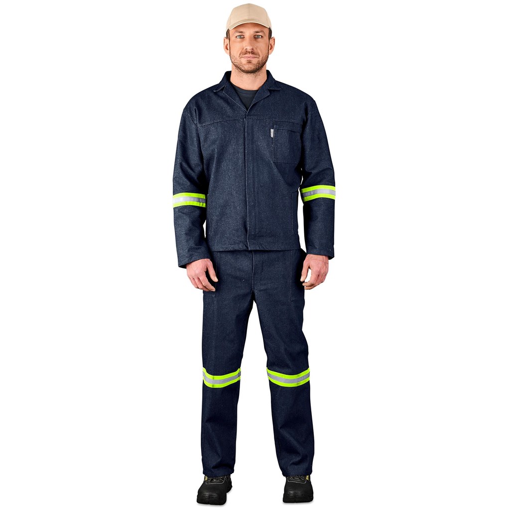 Vintage 100% Cotton Denim Conti Suit - Reflective Arms, Legs & Back - Yellow Tape - Image 2