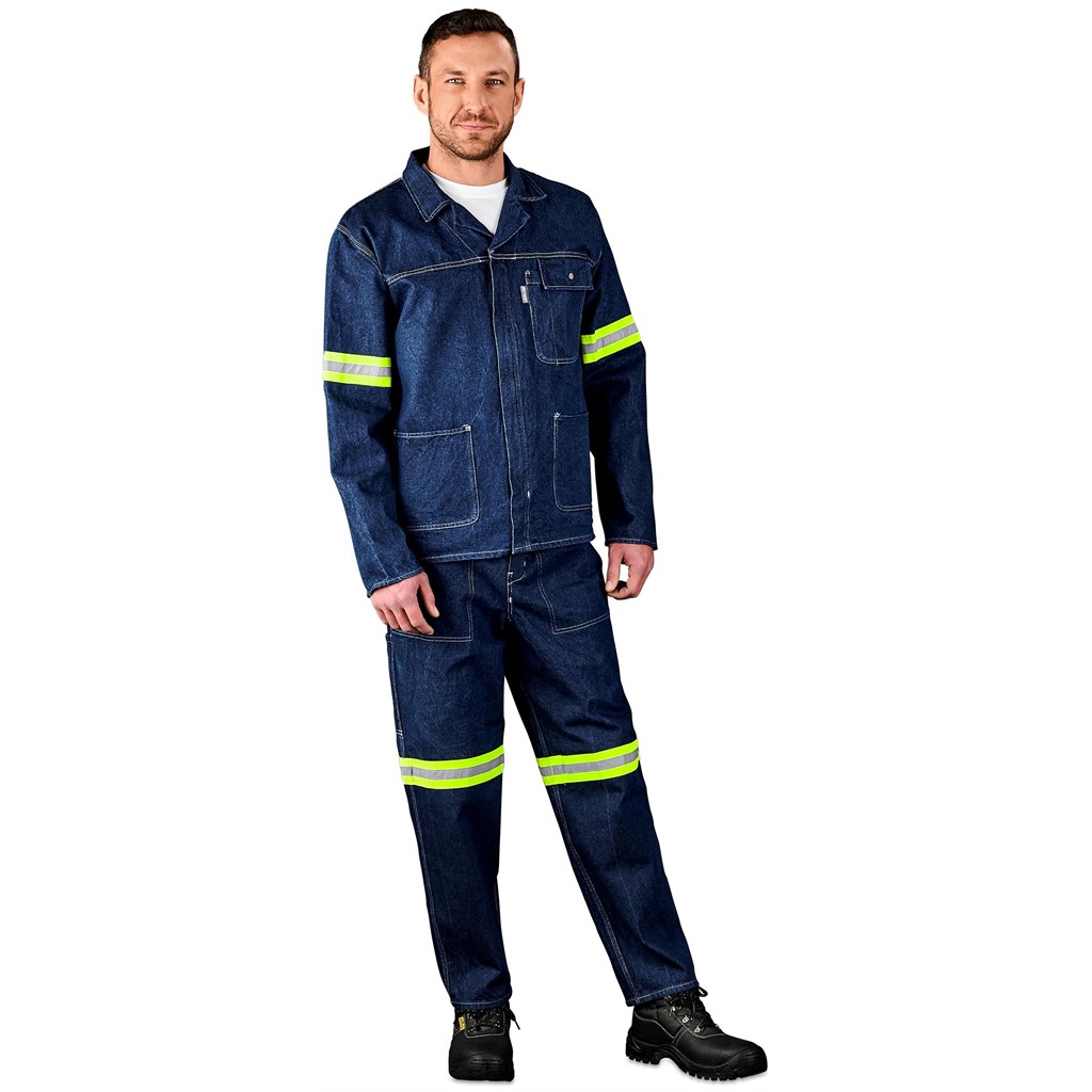 Cast Premium 100% Cotton Denim Pants - Reflective Legs - Yellow Tape - Image 2