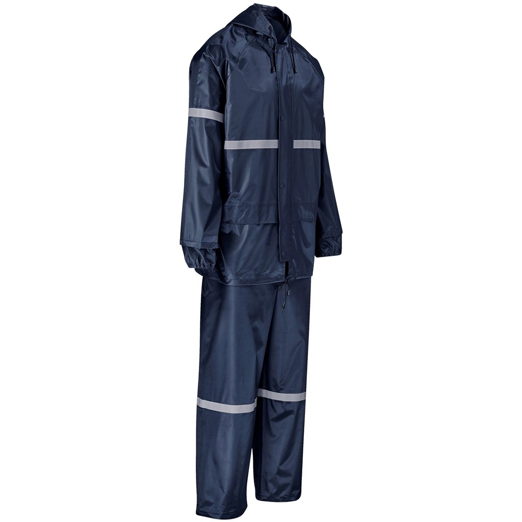 Outdoor Hi-Viz Reflective Polyester/PVC Rainsuit - Navy - Image 2