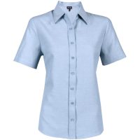 Ladies Short Sleeve Oxford Shirt - Light Blue
