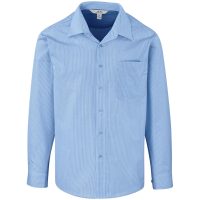 Mens Long Sleeve Micro Check Shirt - Light Blue