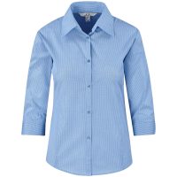 Ladies 3/4 Sleeve Micro Check Shirt - Light Blue