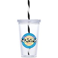 Malibu Double-Wall Plastic Tumbler & Straw - 470ml