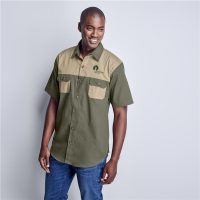 Mens Short Sleeve Serengeti 2-Tone Bush Shirt