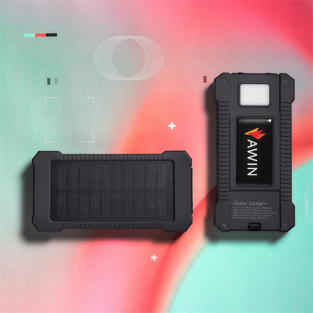 Swiss Cougar Durban Fast Charge 20W Solar Power Bank -10000mAh - Image 2