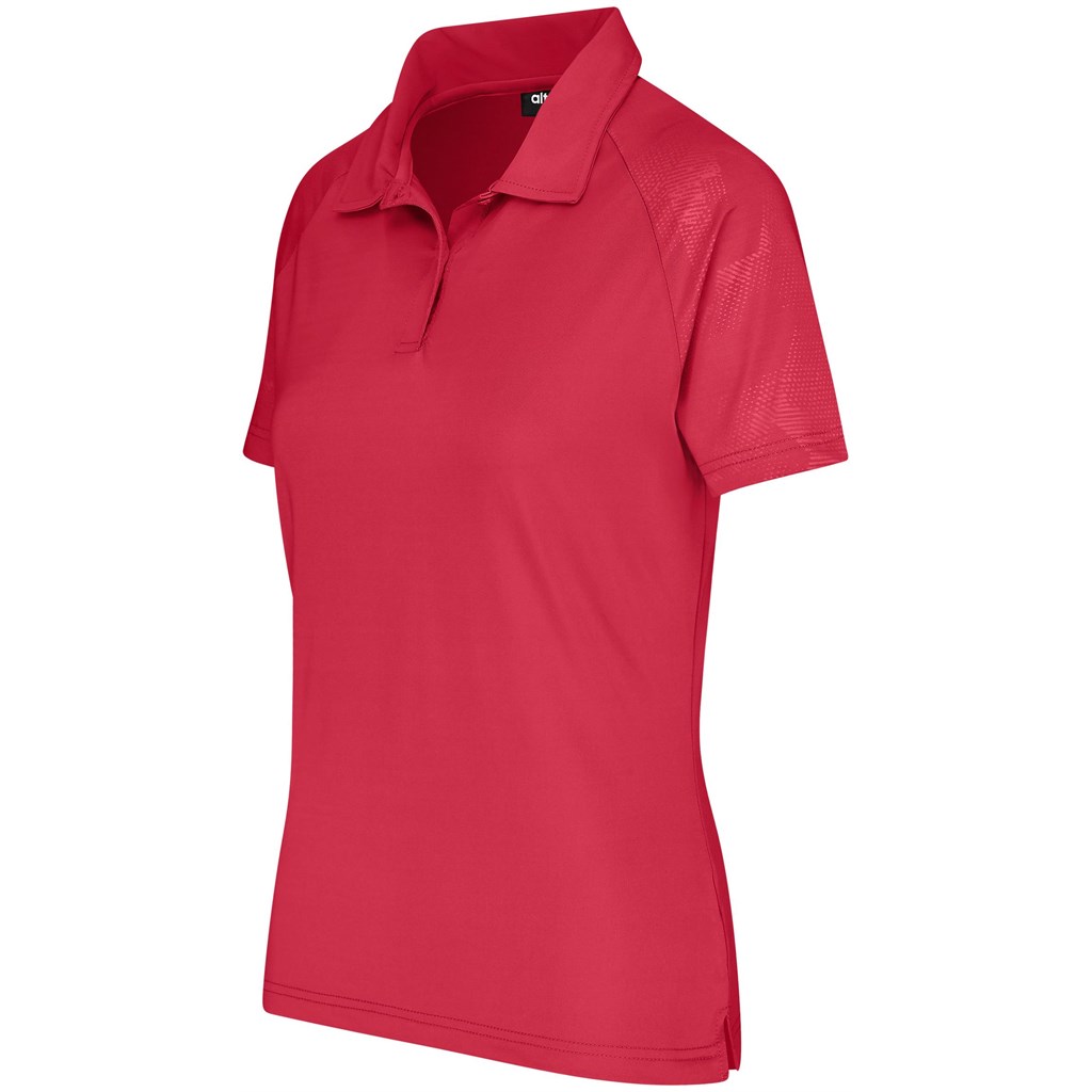 Ladies Santorini Golf Shirt - Red - Image 4