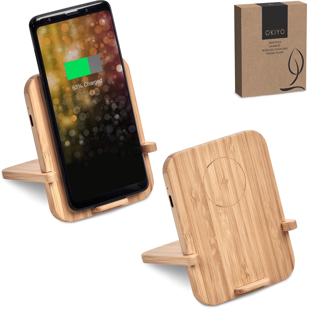 Okiyo Noryoku Bamboo Wireless Charging Phone Stand - Image 4