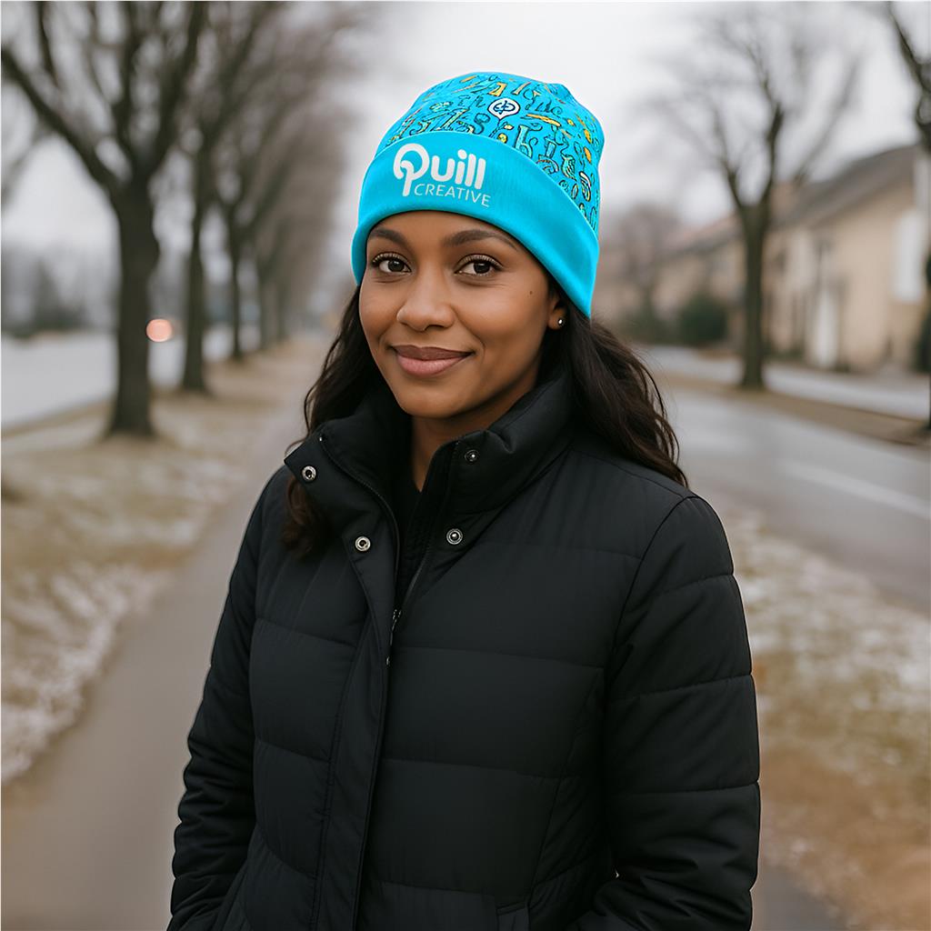 Pre-Printed Sample Hoppla Snowflake Polar Fleece Beanie - Image 4