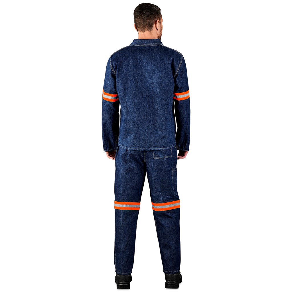 Cast Premium 100% Cotton Denim Pants - Reflective Legs - Orange Tape - Image 5