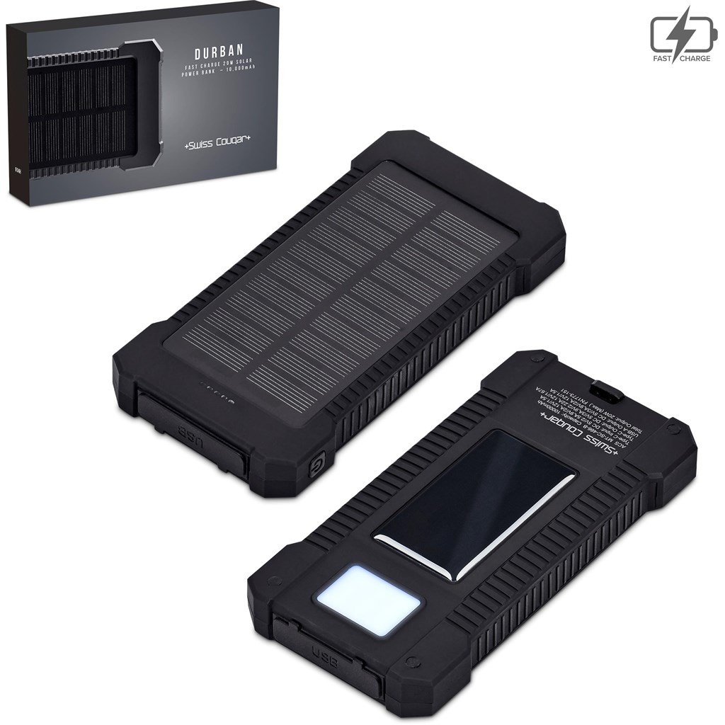 Swiss Cougar Durban Fast Charge 20W Solar Power Bank -10000mAh - Image 5